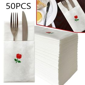 Rose Dinner Napkins, Disposable White Party Napkins