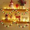 XMAS Garland with Warm Light String Christmas Pom Garland