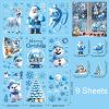 9 Sheets Christmas Window Clings Blue Theme