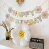 Daisies Macaroon Happy Birthday Party Flags Decoration