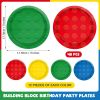 48Pcs Building Birthday Party Paper Plates for Themed Party