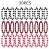 30 Pcs Racing Party Flower Leis Black White Red