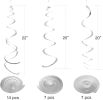 Silver Party Hanging Swirl Decorations Plastic Streamer for Ceiling, Pack of 28