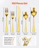 100-Piece Gold Silverware Set