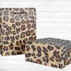 10 Pcs Leopard Print Kraft Paper Gift Bags Party Favor Bags