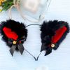 Black Faux Fur Cat Ears Headband with Bell Bowknot