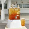 2 Gallon Ribbed Beverage Dispenser with Acacia Wooden Lid