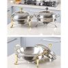 SOGA Stainless Steel Gold Accents Round Buffet Chafing Dish