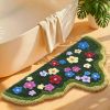 Cute Green Moss Bathroom Runner Rug Long Rectangular