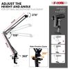 5 Core Microphone Arm Stand Upgraded Adjustable Suspension Boom Scissor Arm Mic Holder with Pop Filter 3/8" to 5/8" Adapter Mic Clip Shock Mount Cable