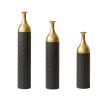 Black and Gold Metal Vase Set of 3 Floor Vases Wedding Decor