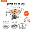 VEVOR 2-Pack Round Chafing Dish Set with Pan Glass Lid Fuel Holder