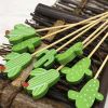 200 Pcs Cactus Party Bamboo Disposable Dessert Picks