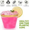 100 Pack Gold Rimmed Plastic Cups, Hard Clear Cups