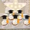 Gyufise 24Pcs 2025 Graduation Cap Cupcake Toppers
