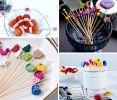 100 Pcs Bamboo Fruit Picks Fancy Cocktail Sticks Strawberry