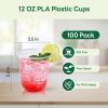 Compostable Clear Plastic Cold Cups, 100 Pack