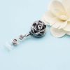 Black Rose Badge Clip Metal Beads ID Card Badge Holder