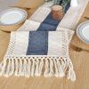 Boho Blue Table Runner 72 Inches Long with Tassels