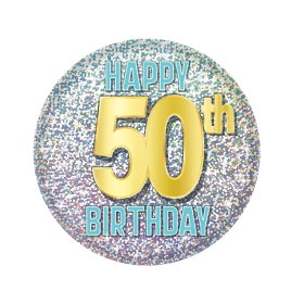 Printed Buttons (Multiple Designs Available) (Design: 50th Birthday Button)