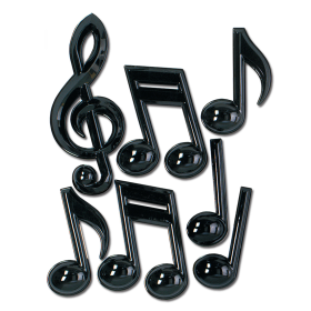 Plastic Decorations(Multiple Themed Designs Available) (Design: Black Plastic Musical Notes)