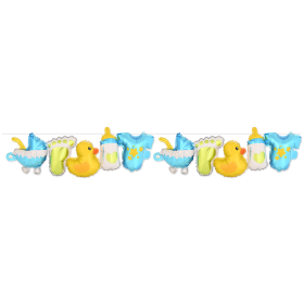 Balloon Streamers Banners (Option: Baby Shower, Color: Multi-Color, size: 9.5" x 5')