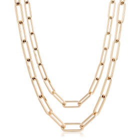 Double Large Elongated Mask Chain (Color: Gold)