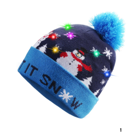 Pom Pom Party Holiday Hats With LED Lights (Color: Style 1)