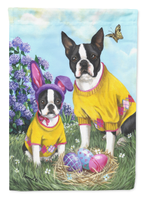Easter Dog Art Flag Canvas (Color: Boston Terrier Easter Bunny, size: 11.5 x 15)