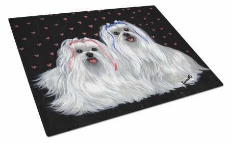 Valentine's Day Dog Print Glass Cutting Board Large (size: 12 x 15)