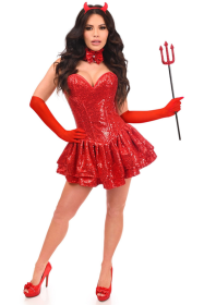 Top Drawer 5 PC Sequin Devil Corset Costume (size: small)