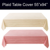 55"x94" PEVA Vinyl Plaid Tablecloth w/ Flannel Backing