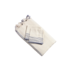 Cream And Blue Striped Cotton Tablecloth, Napkins Set