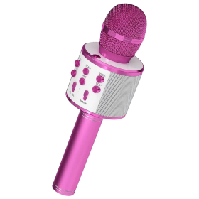 Wireless Karaoke Microphone Bluetooth Mic Portable (Color: Pink)