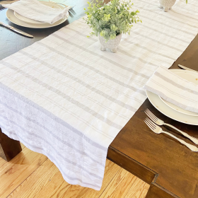 Striped Table Runner (Color: Beige Stripe)
