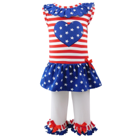 AnnLoren Big Little Girls' 4th of July Star Heart Tunic Leggings (size: 9-10 yrs)