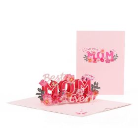 Best Mom Ever 3D Card Thank You Mom Pop Up (Color: Red)