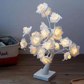 USB Plug LED Thanksgiving Day Rose Decoration Lamp (Color: White)