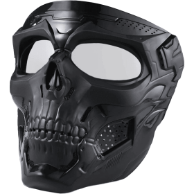 Skull Mask Full Face Tactical Masks For CS Survival Games (Color: Black+ClearLens)