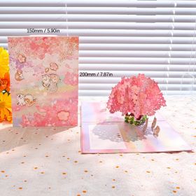 1pc Ziyi 3D Pop Up Greeting Card  Envelope Graduation Gift (Items: Cat And Cherry Blossoms 3D Greeting Card  - With Envelope)