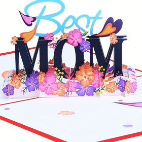 Greeting Card; With Blank Envelope And Message Card; BEST MOM (Color: Red)