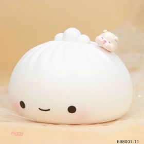 Cute Dumpling Night Light; Silicone Cute Bun Lamp, Birthday (Items: White Pig)
