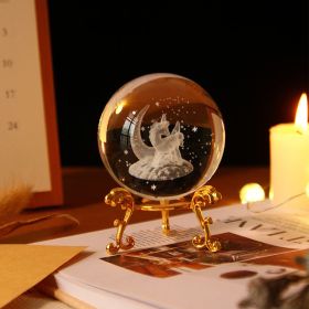 1pc Crystal Ball Art Decoration; Crystal Ball Birthday Gifts (Color: Unicorn, size: Gold)