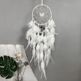 Catcher Gradient Crystal Stone Life Tree Feather Wind Chime (Color: White)