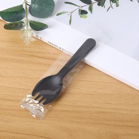 100pcs/set Disposable Plastic Spoons Forks (Color: 100pcs Black)