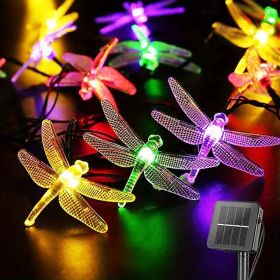 Solar Dragonfly String Lights Waterproof 20 LEDs (Color: Multi Color)