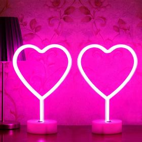 Neon Heart Light LED Neon Signs Night Light Room Decor (Color: Pink Heart-2PK)