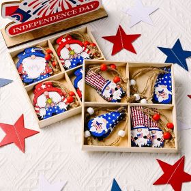 Wooden Box Pendant For Independence Day (Color: Independence Day 4-grid Wooden Box Pointed Hat)