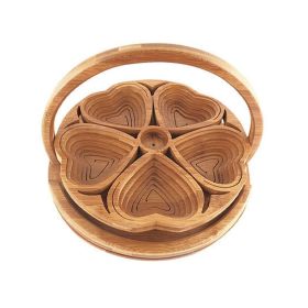 Bamboo Foldable Fruit Storage Gift Basket (Color: love)