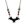 Black Bat Necklace Gothic Jewelry Halloween Theme